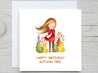 Personalised Birthday card, Autumn girl card, Autumn Birthday card, for best friend, for daughter, sisters birthday, born in Autumn