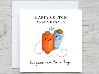 Anniversary Card, Personalised anniversary card, Second Anniversary card, Cotton Anniversary, 2 years wedding anniversary, Happy cotton year