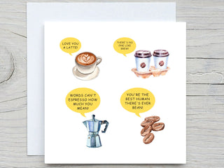 Personalised just because card, card for coffee lovers, coffee greeting card