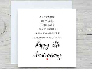 Anniversary Card, Personalised anniversary card, 8th Anniversary card, Bronze Anniversary, 8 years together wedding anniversary