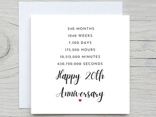 Anniversary Card, Personalised anniversary card, 20th Anniversary card, China Anniversary, 20 years together wedding anniversary