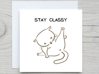 Funny greeting card, Stay Classy, for Classy friend, cute cat card, for bestie, for sister