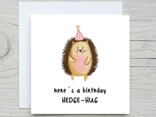 Funny Birthday Card, Hedgehog Birthday Card,  cute animals birthday card, for her, for him