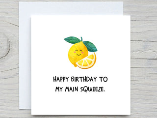 Cute Birthday Card, to my main squeeze, bestie card, funny birthday card, cake card, lemon birthday card