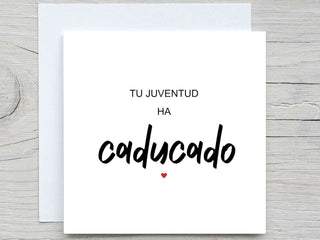 Spanish Funny Birthday Card, tu juventud ha caducado , Your Teens Have Expired, Personalized Twentieth Birthday Card, For Daughter, Son