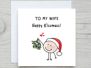 Romantic Christmas Card , to Wife card, Husband Christmas Card, from Wife Christmas Card, Happy Kissmass card