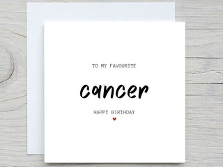 Cancer Zodiac Birthday Card For Her, To My Favorite Cancer Happy Birthday, Horoscope Astrology Birthday Card