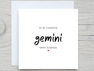 Gemini Zodiac Birthday Card For Her, To My Favorite Gemini Happy Birthday, Horoscope Astrology Birthday Card