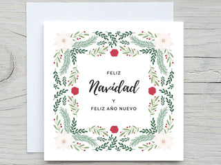 Personalised Christmas card, Spanish Merry christmas, Feliz Año nuevo, Christmas Wreath card,  christmas card in Spanish, feliz navidad