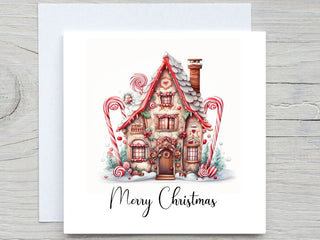 Personalised Christmas card, Merry christmas, Holiday card, gingerbread house, christmas card