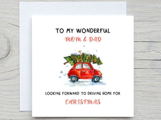 Personalised Christmas card, Mum and dad Card, Holidays card, personalized card, Happy Holidays card, Merry Christmas card, Driving home