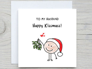Romantic Christmas Card , to husband card, Husband Christmas Card, from Wife Christmas Card, Happy Kissmass card