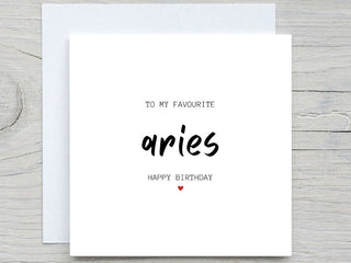Aries Zodiac Birthday Card For Her, To My Favorite Aries Happy Birthday, Horoscope Astrology Birthday Card
