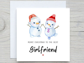 Personalised Christmas card, Girlfriend Christmas card, Romantic Christmas card, for him, for Girlfriend, snowman card