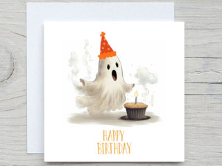 October Birthday Card, Personalised Birthday Card, Born in October, Halloween, for him, for her, Halloween Birthday, Ghost card