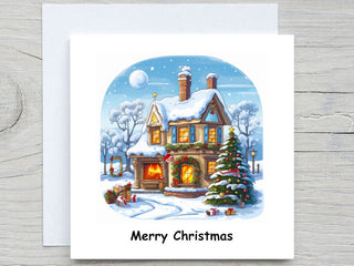 Personalised Christmas card, Merry christmas, Holiday card, Winter Scene, christmas card