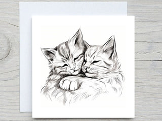 Cats Cuddling , Anniversary card ,Valentines Day card ,Wedding card, cat love, Wedding anniversary , cat cuddle, to partner, to friend