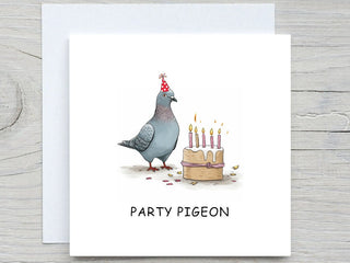 Funny birthday card, Pigeon Birthday Card, Cute Pigeon Card, Cupcake Birthday Card, Funny Cards, Birthday Cards, party pigeon
