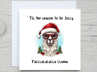 Personalised Christmas card, Tis The Season Llama Christmas Card, cute llama card, christmas gift, Holiday card, for her, for him, funny