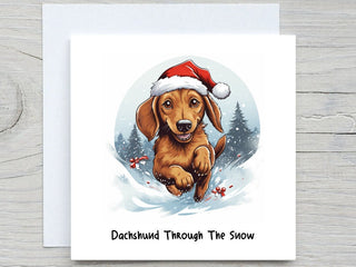 Personalised Christmas card, Dachshund Through The Snow Christmas Card, Funny Dog Card ,Dachshund Card ,Sausage Dog Card