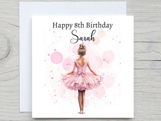 Personalised Ballerina Birthday Card, Pink Ballerina Dress, for niece card, for granddaughter card, birthday card, add name and age card