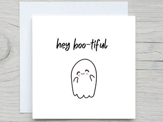 Personalised Halloween card, Ghost card, hey Boo-tiful card, just because card, hey card, to him, to her, cute halloween cards