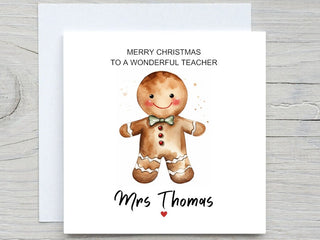Personalised Teacher Christmas card, Christmas Card For Teacher, Teacher Thank You Christmas Card, To My Teacher Christmas Card, Gingerbread