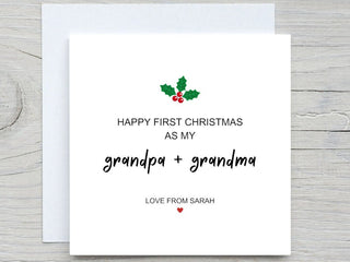 Grandma Grandpa Christmas Card, First Christmas Card, Personalised Xmas Card, Christmas gift from grandson, granddaughter