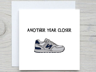 Personalised Dad Birthday, Funny Old Man Shoes Birthday Card, Birthday Gift for Dad or Boyfriend, another year closer