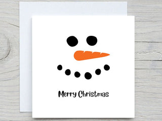 Christmas card, Snowman face card, snowman card, custom christmas card, personalised holiday card, Merry christmas card