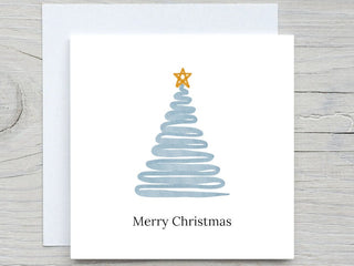 Personalised Christmas card, Merry christmas, Blue Christmas Trees card,  Christmas gift for her, for him, merry christmas card