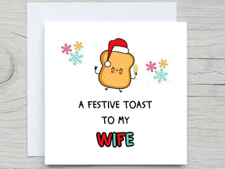 Christmas card, Festive toast Card ,to my Wife Christmas card, Christmas gift card, from Husband, Wife christmas gift