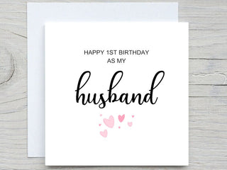 Husband Birthday Card, First Birthday As Husband, Romantic Birthday Card For Him, New Husband Birthday Card, Happy Birthday Gift For Partner