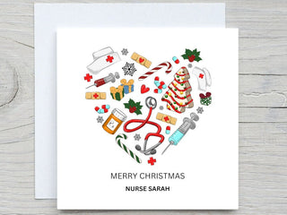 Personalised Christmas card, Holiday card, card for nurse, card for doctor, merry christmas nurse  card, for doctor, from patient card