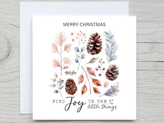 Christmas card, Happy Holidays, Personalised cards, Winter Card, Find Joy in the little things, Holiday greeting card, custom card