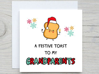 Christmas card, Festive toast Card ,to my Grandparents, Grandparents Christmas card, Christmas gift card, from Grandson, from Granddaughter