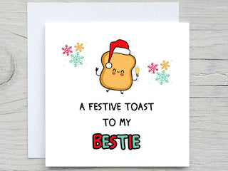 Christmas card, Festive toast Card ,to my Bestie Christmas card, Christmas gift card, from best friend, bestie christmas gift