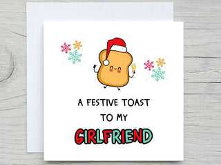 Christmas card, Festive toast Card ,to my Girlfriend Christmas card, Christmas gift card, from Boyfriend,Girlfriend christmas gift