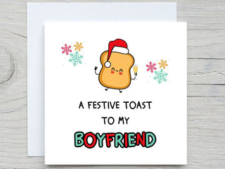 Christmas card, Festive toast Card ,to my Boyfriend Christmas card, Christmas gift card, from Girlfriend,Boyfriend christmas gift