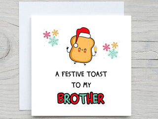 Christmas card, Festive toast Card ,to my Brother Christmas card, Christmas gift card, from Sister, Brother christmas gift