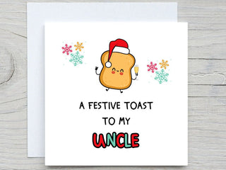 Christmas card, Festive toast Card ,to my Uncle Christmas card, Christmas gift card, from niece, from Nephew, Uncle christmas gift