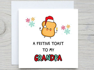 Christmas card, Festive toast Card ,to my Grandpa Christmas card, Christmas gift card, from Grandson, Grandpa  christmas gift