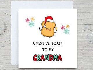 Christmas card, Festive toast Card ,to my Grandma, Nana Christmas card, Christmas gift card, from Grandson, Grandma christmas gift