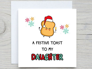 Christmas card, Festive toast Card ,to my DAUGHTER, custom Christmas card, Christmas gift card, from mom, From dad christmas gift