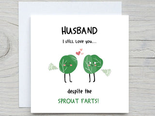 Funny Christmas card for Husband, Sprout Farts card,to my Husband Christmas card, Christmas gift card, from wife, Husband christmas gift