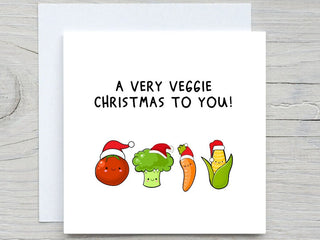 Funny Christmas card, Vegan Holiday card card, carrot card, for vegan friend card, for vegetarian friend card, A Very Veggie Christmas CARD
