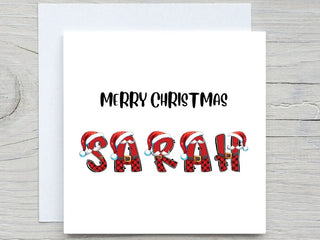 Personalised Christmas card, Custom Letters Merry christmas,  Christmas gift for her, for him, add Name merry christmas card