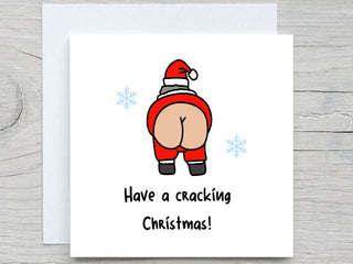 Cracking Christmas Card, Christmas card, Funny Christmas card ,Santa Butt card, Christmas gift card, Holiday gift, Funny christmas gift