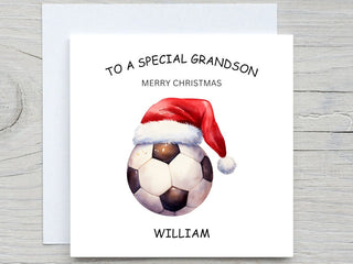Personalised kids christmas card, Football Soccer card, Add Name card, from Grandma, from aunt,for Grandson card, custom card for kids