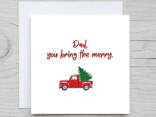 Personalised Daddy Christmas Card, Dad Christmas Card, Personalized Red Truck With Trees Christmas Card, Christmas Card For Dad